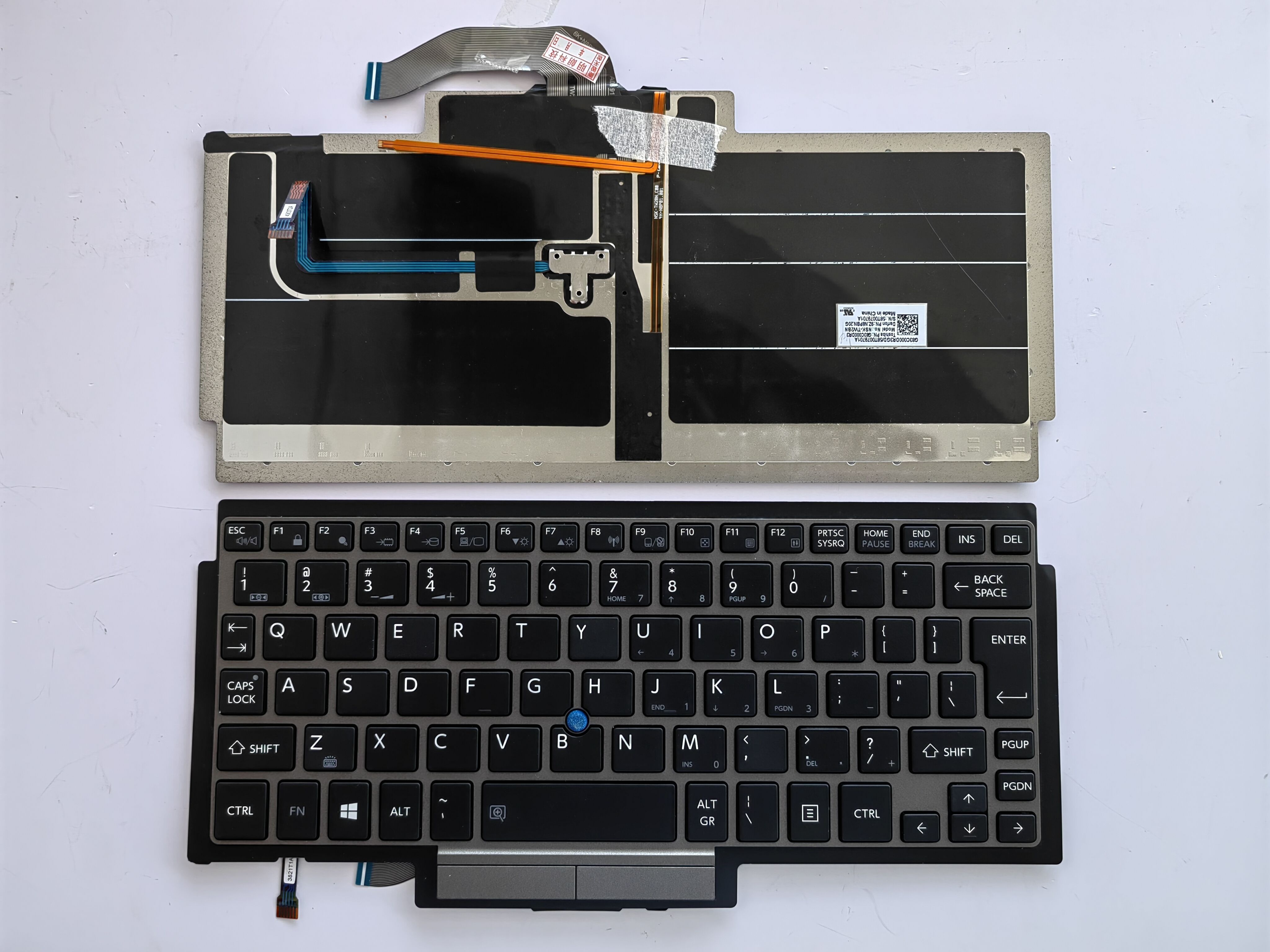 Picture of New Replacement Laptop Keyboard For TOSHIBA Z10T/Z10T-A/Z10T-B/Z15T-A/Z15T-B GRAY FRAME BLACK With Point Backlit UI Layout